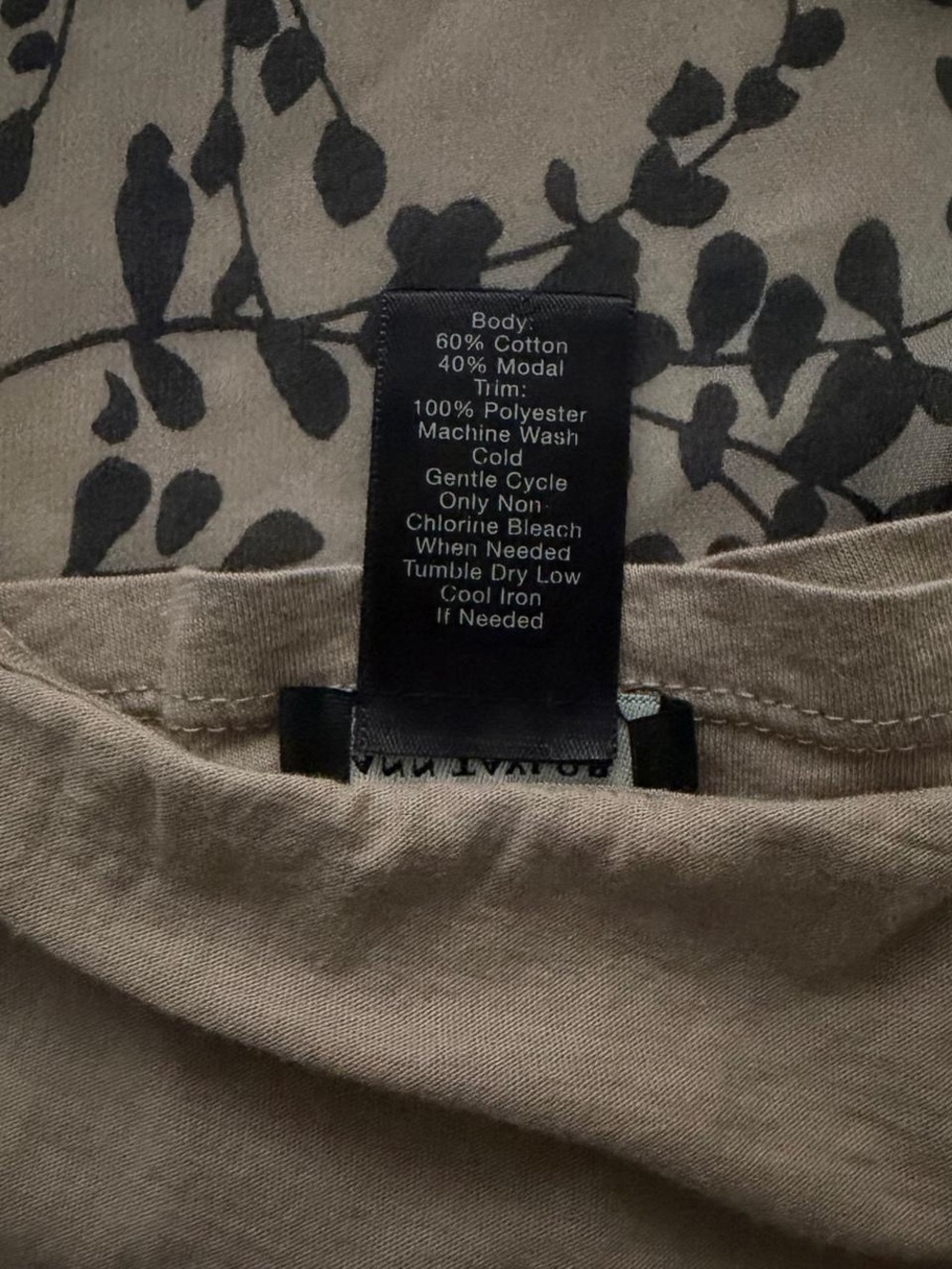 Ann Taylor Taupe Tank with Black Botanical Print - Picture 8 of 8